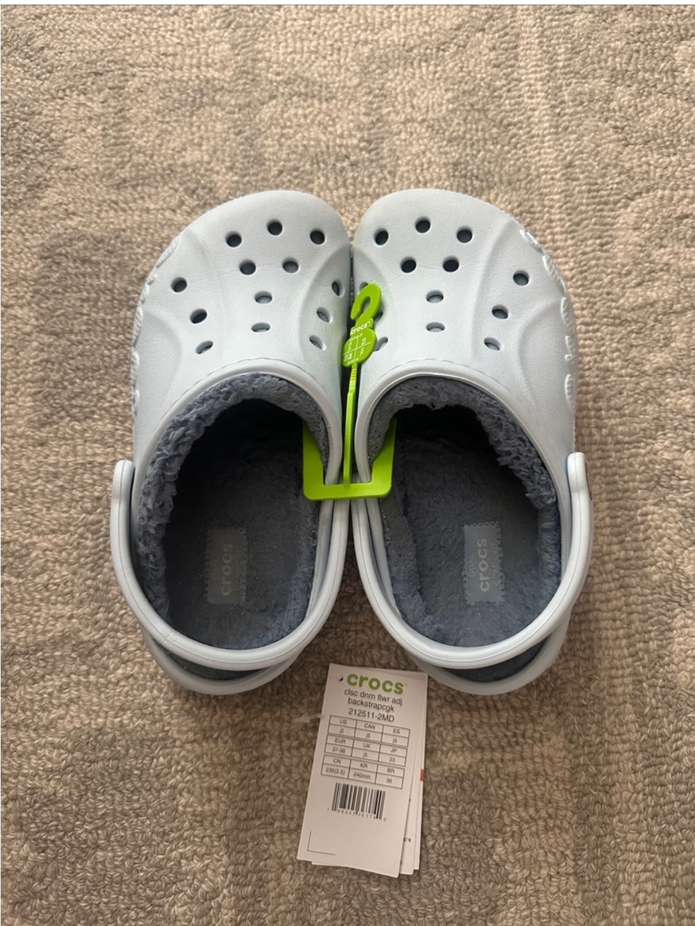 Crocs Fuzzy Clog in Mineral Blue | W6/M4